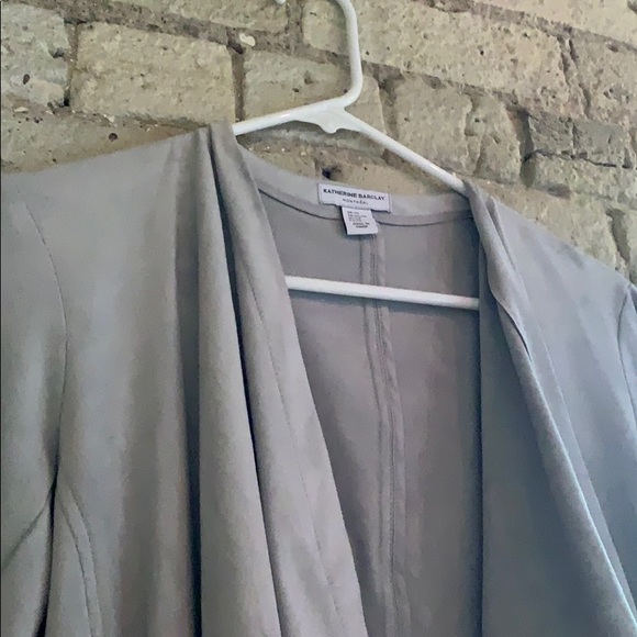 Katherine Barclay Gray Suede Cardigan - Picture 3 of 4